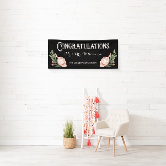Gefeliciteerd met Elegant Wedding Reception Flower Spandoek (Insitu)