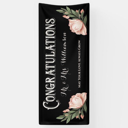 Gefeliciteerd met Elegant Wedding Reception Flower Spandoek (Verticaal)