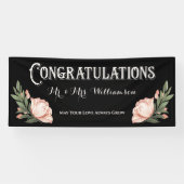 Gefeliciteerd met Elegant Wedding Reception Flower Spandoek (Horizontaal)