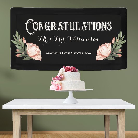 Gefeliciteerd met Elegant Wedding Reception Flower Spandoek