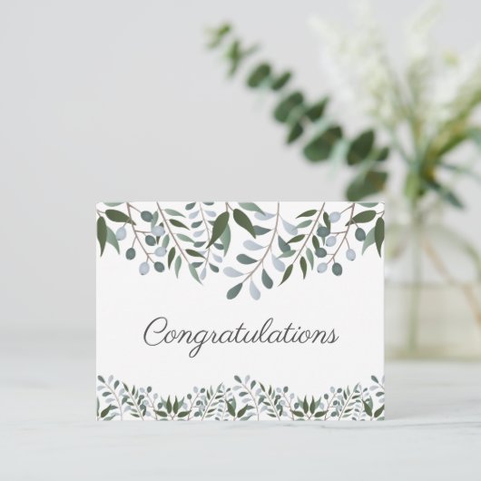 Gefeliciteerd met Eucalyptus Greenery Floral Briefkaart (Staand voorkant)