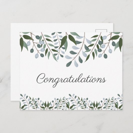 Gefeliciteerd met Eucalyptus Greenery Floral Briefkaart (Voorkant / Achterkant)