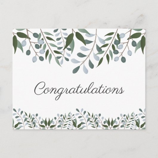 Gefeliciteerd met Eucalyptus Greenery Floral Briefkaart (Voorkant)