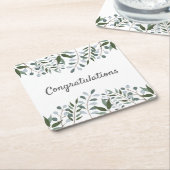 Gefeliciteerd met Eucalyptus Greenery Floral Kartonnen Onderzetters (Schuin)