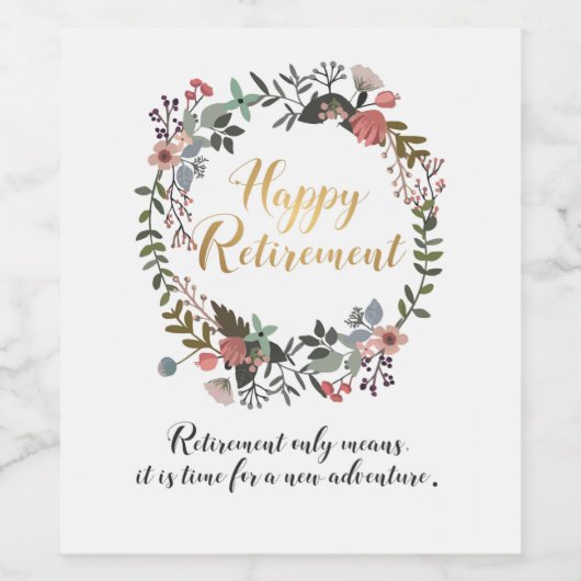 Gefeliciteerd met fijne pensionering met cadeautje wijn etiket (Enkel label)