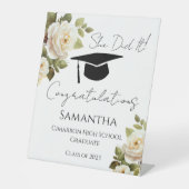 Gefeliciteerd met Floral Afstudeerder 2023 Reclamebord Met Voetstuk (Voorkant)