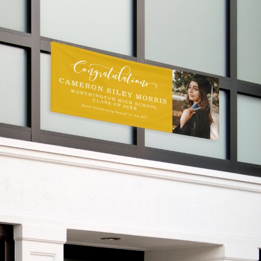 Gefeliciteerd met foto van afstuderen spandoek (Buitenkant Gebouw)