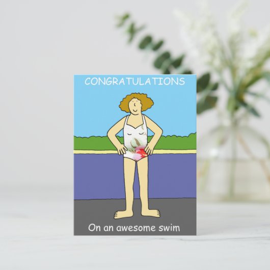 Gefeliciteerd met Geweldige zwemmen Briefkaart (Staand voorkant)
