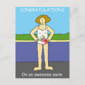 Gefeliciteerd met Geweldige zwemmen Briefkaart (Voorkant)