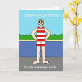 Gefeliciteerd met Geweldige zwemmen Kaart (Gele Bloem)
