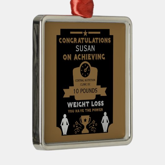 Gefeliciteerd met gewichtsverlies metalen ornament (Rechts)
