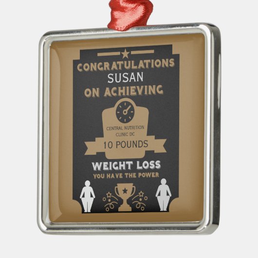 Gefeliciteerd met gewichtsverlies metalen ornament (Links)