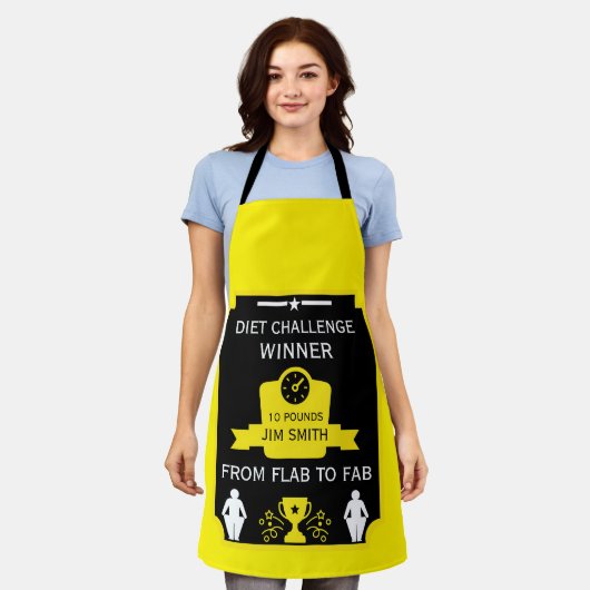 Gefeliciteerd met gewichtsverlies schort (Gedragen)
