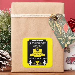 Gefeliciteerd met gewichtsverlies vierkante sticker