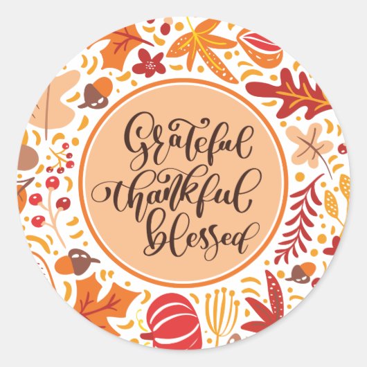 Gefeliciteerd met Gezegende Happy Thanksgiving-Her Ronde Sticker (Voorkant)