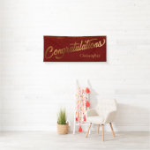 Gefeliciteerd met Gold Confetti Bourgondië Spandoek (Insitu)