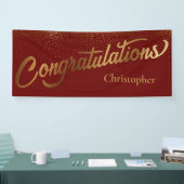 Gefeliciteerd met Gold Confetti Bourgondië Spandoek (Beurs)