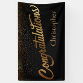 Gefeliciteerd met Gold Confetti op Black Spandoek (Verticaal)