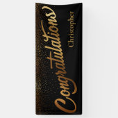 Gefeliciteerd met Gold Confetti op Black Spandoek (Verticaal)