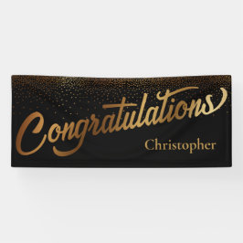 Gefeliciteerd met Gold Confetti op Black Spandoek