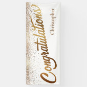 Gefeliciteerd met Gold Confetti op White Spandoek (Verticaal)