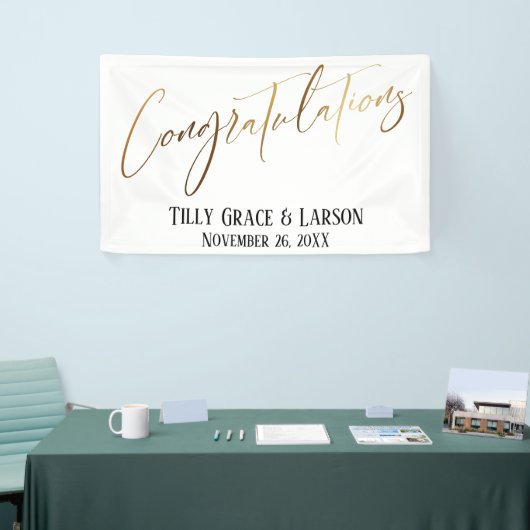 Gefeliciteerd met Gold Handwriting Typografie Spandoek (Beurs)