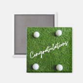 Gefeliciteerd met golf op groen gras magneet (Voorkant / Achterkant)