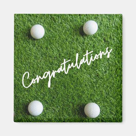 Gefeliciteerd met golf op groen gras magneet (Voorkant)