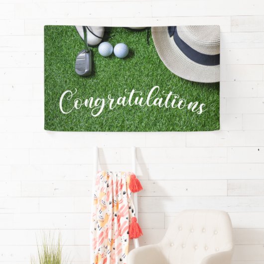 Gefeliciteerd met golf schoen hoed putter spandoek (Insitu)