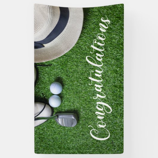Gefeliciteerd met golf schoen hoed putter spandoek (Verticaal)