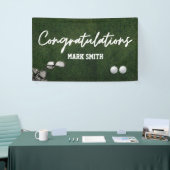 Gefeliciteerd met golfbal op green spandoek (Beurs)