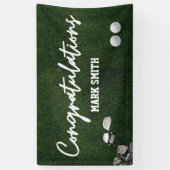 Gefeliciteerd met golfbal op green spandoek (Verticaal)