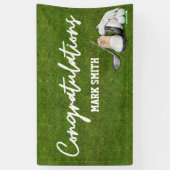 Gefeliciteerd met golfbal op green spandoek (Verticaal)