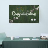 Gefeliciteerd met golfbal op green spandoek (Beurs)