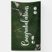 Gefeliciteerd met golfbal op green spandoek (Verticaal)