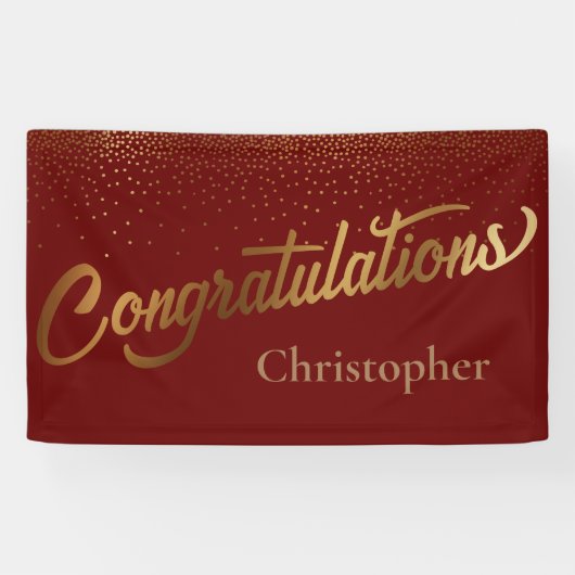 Gefeliciteerd met gouden confetti Bourgondiër Spandoek (Horizontaal)