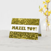Gefeliciteerd met Gouden Glitter Mazel Tov Kaart (Gele Bloem)