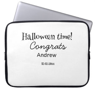 Gefeliciteerd met Halloween, voeg naam datum jaar  Laptop Sleeve