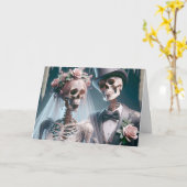 Gefeliciteerd met Halloween Wedding Kaart (Gele Bloem)