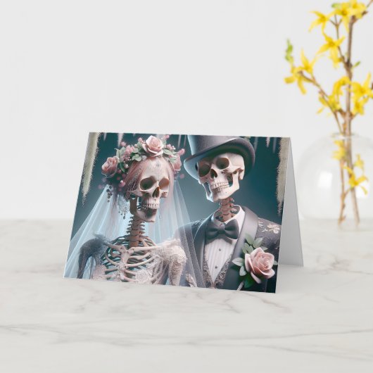 Gefeliciteerd met Halloween Wedding Kaart (Gele Bloem)