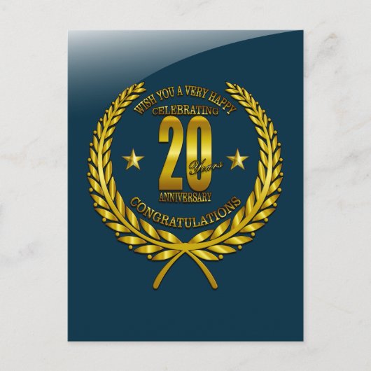 Gefeliciteerd met het 20-jarig jubileum briefkaart (Voorkant)