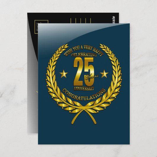 Gefeliciteerd met het 25e Jubileum Briefkaart (Voorkant / Achterkant)