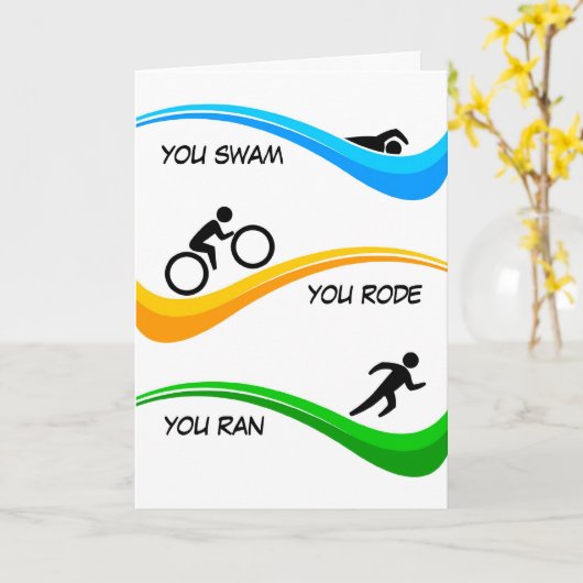 Gefeliciteerd met het afronden van een triatlon! kaart (Gele Bloem)