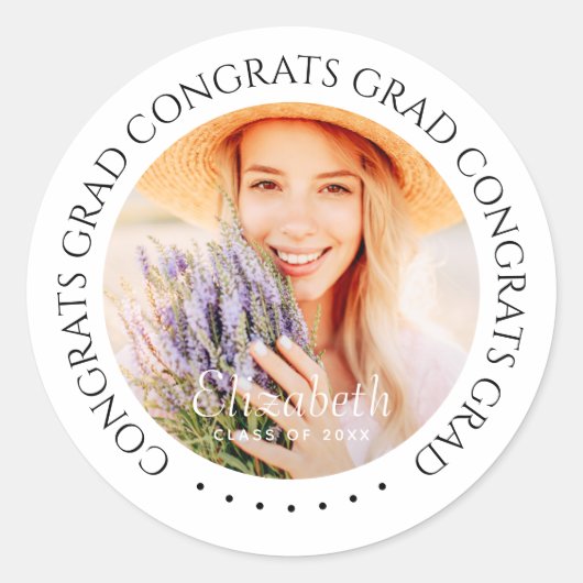 Gefeliciteerd met het Afstudeerders van Simple Mod Ronde Sticker (Voorkant)