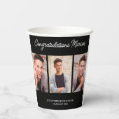 Gefeliciteerd met het Afstuderen Black 3 Photo Par Papieren Bekers (Achterkant)