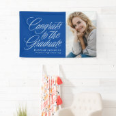 Gefeliciteerd met het afstuderen blauwe foto afstu spandoek (Insitu)
