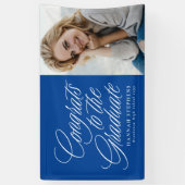 Gefeliciteerd met het afstuderen blauwe foto afstu spandoek (Verticaal)