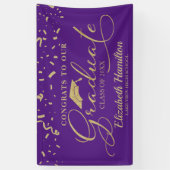 Gefeliciteerd met het Afstuderen goud en Paarse Spandoek (Verticaal)