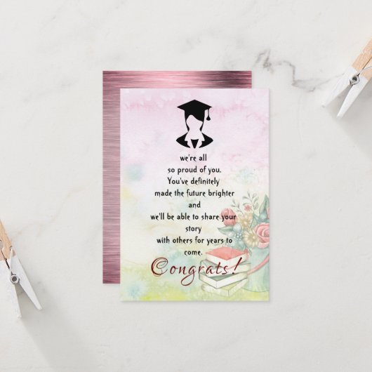 Gefeliciteerd met het afstuderen kaart (Voorkant / Achterkant in situ)