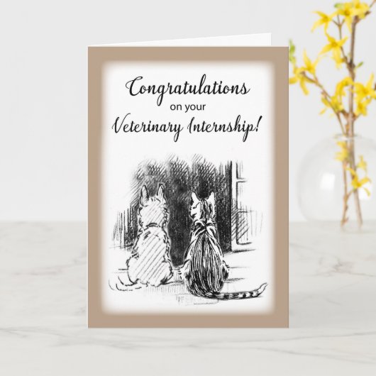 Gefeliciteerd met het Afstuderen van de diergenees Kaart (Gele Bloem)